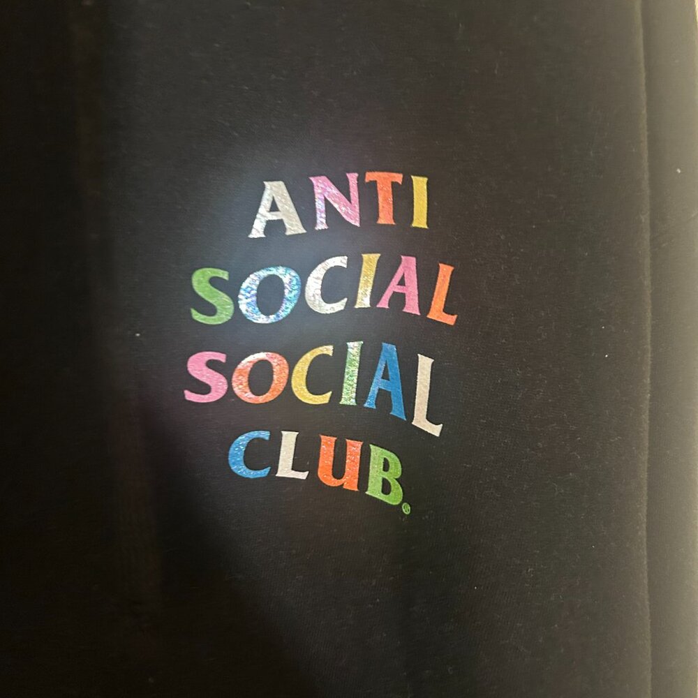 Anti Social Social Club Black and Blue Sweater with Gradient Text